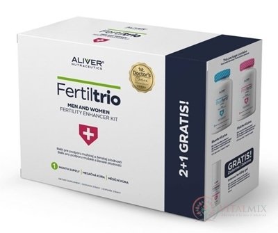 ALIVER FertilTrio MEN AND WOMEN FERTILITY ENHANCER Pinkfertil plus 90 cps + Bluefertil plus 120 cps + zdarma Intense fertility gel 30 ml, 1x1 set