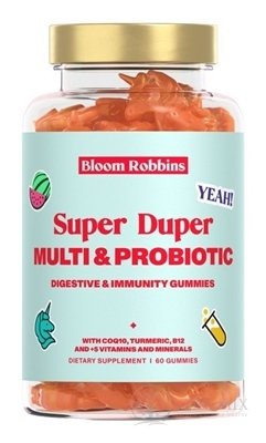 Bloom Robbins MULTI &amp; PROBIOTIC žvýkací pastilky - gumíky, jednorožci 1x60 ks