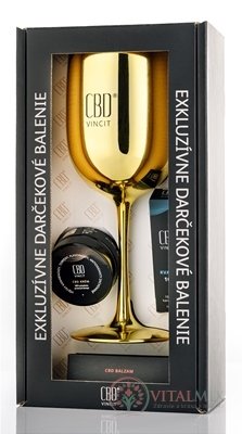 CBD VINCIT EXKLUZIVNÍ DÁRKOVÉ BALENÍ balzám 60 mg 1x6 ml + krém 300 mg 1x30 ml + kapky 10% 1x10 ml + sklenice, 1x1 set