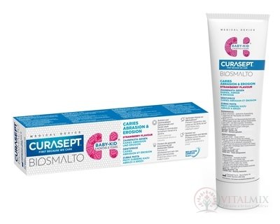 CURASEPT BIOSMALTO BABY-KID dětská zubní pasta (6 měsíců - 6 let) s fluoridem, příchuť jahoda 1x50 ml