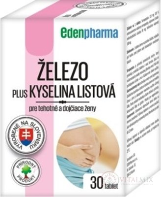 EDENPharma ŽELEZO PLUS KYSELINA LISTOVÁ tbl pro těhotné a kojící ženy 1x30 ks