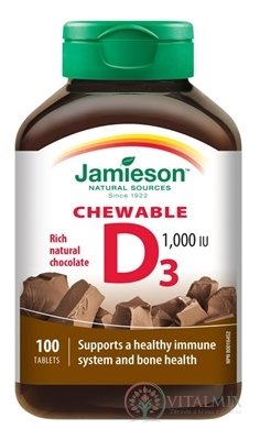 JAMIESON VITAMIN D3 1000 IU ČOKOLÁDA tbl na cucání 1x100 ks