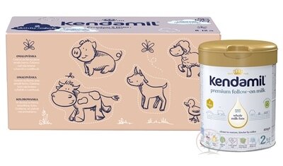 KENDAMIL Premium 2 HMO+ (box - kreativní balení) následná mléčná kojenecká výživa (od ukonč. 6. měsíce) 3x800 g (2,4 kg)