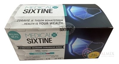 MEDICAL SIXTINE chirurgická rouška MS3-nano jednorázové, 3-vrstvé, černá barva, 1x30 ks