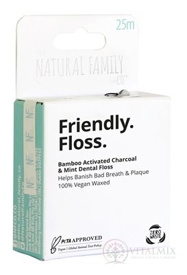 NFco. Zubní nit Friendly Floss voskovaná s bambusem a aktivním uhlím, příchuť máta 1x1 ks