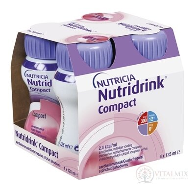 NUTRIDRINK COMPACT s jahodovou příchutí 4x125 ml (500 ml)