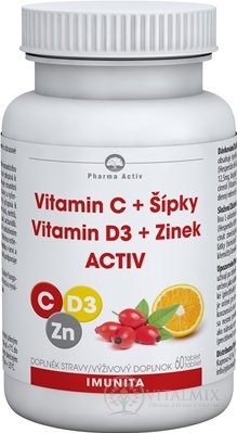 Pharma Activ Vitamin C+Šipky Vit.D3+Zinek ACTIV tbl 1x60 ks