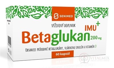 SENIMED Betaglukan 200 mg IMU + cps s vlákninou a vitamínem D, 1x60 ks