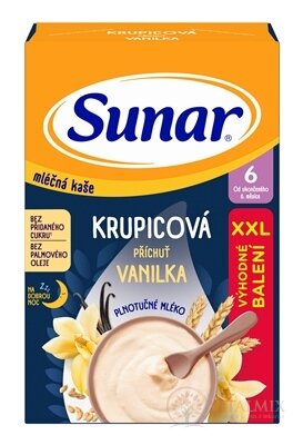 Sunar mléčná KAŠE KRUPICOVÁ Na dobrou noc příchuť vanilka (od ukonč. 6. měsíce) XXL balení 1x340 g