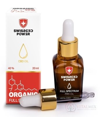 SwissCBD Power CBD OIL ORGANIC Full Spectrum 40% kapky, olej 1x20 ml