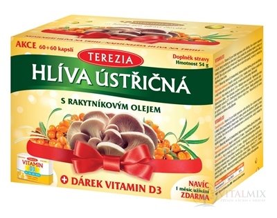 HLÍVA ÚSTŘIČNÁ + RAKYTNÍKOVÝ OLEJ 120CPS+DÁREK VIT. D3 30CPS 