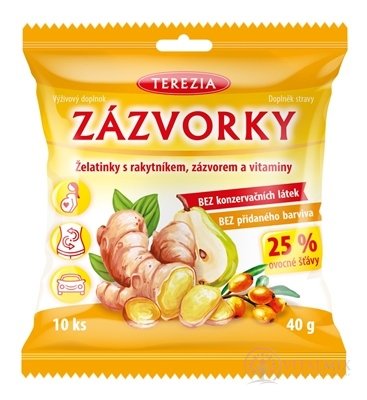 TEREZIA ZÁZVORKY želatinky s rakytníkem, zázvorem a vitamíny 1x10 ks