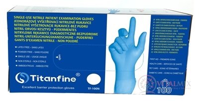 Titanfine Nitrilové vyšetřovací rukavice velikost XL, bez pudru, 1x100 ks