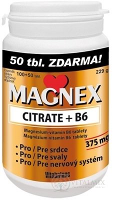 Vitabalans MAGNEX CITRATE + B6 tbl 100+50 zdarma (150 ks)