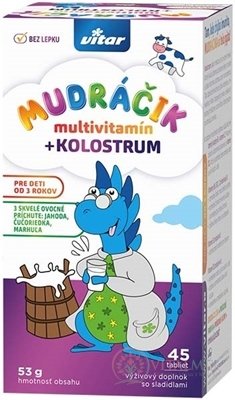 VITAR MUDráček multivitamin + kolostrum tbl, směs 3 příchutí 1x45 ks