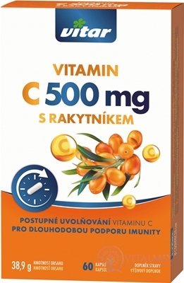 VITAR VITAMIN C 500 mg S RAKYTNÍKEM cps s postupným uvolňováním 1x60 ks