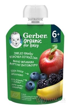 Gerber Organic Kapsička Jablko, banán, borůvka bio ovocná svačinka (od ukonč. 6. měsíce) 1x90 g