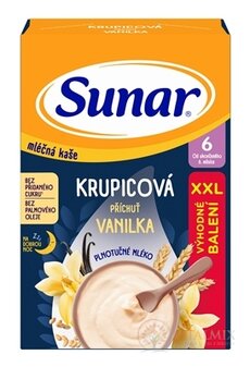 Sunar mléčná KAŠE KRUPICOVÁ Na dobrou noc příchuť vanilka (od ukonč. 6. měsíce) XXL balení 1x340 g