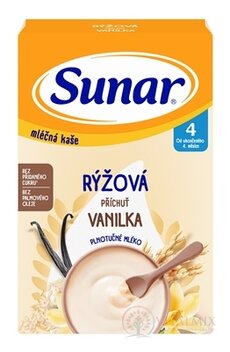 Sunar mléčná KAŠE RÝŽOVÁ příchuť vanilka (od ukonč. 4. měsíce) 1x210 g