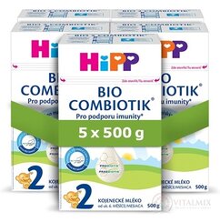 HiPP 2 BIO COMBIOTIK následná mléčná kojenecká výživa (od ukonč. 6. měsíce) 5x500 g