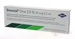 Sinovial ONE 2% roztok kys. hyaluronové v injekční stříkačce s jehlou, do kloubů (50 mg / 2,5 ml) 1x2,5 ml